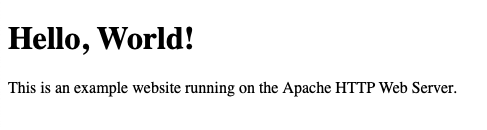 Example web page hosted on the Apache HTTP Web Server.