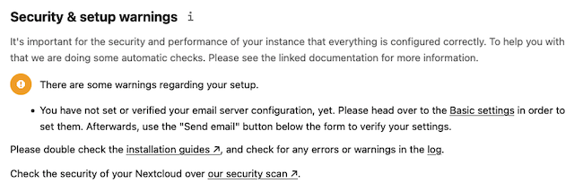 Nextcloud Security Warnings