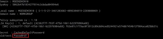 Mimikatz lsadump::secrets output